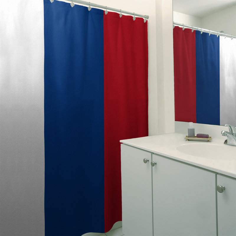 Single Shower Curtain, White/Blue/Red
