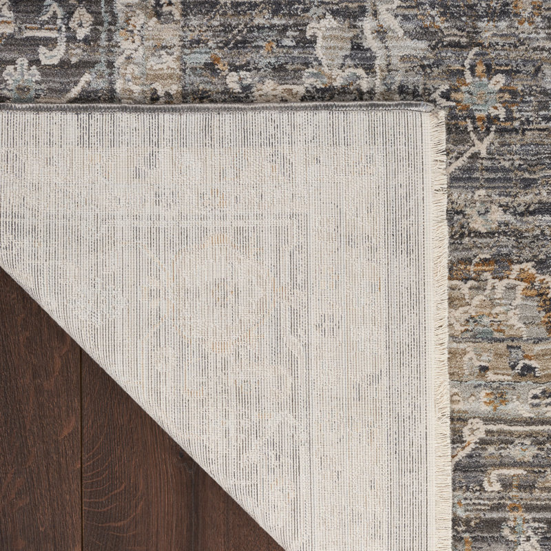 Rectangle Griagal Oriental Power Loomed Area Rug in Gray/Tan, Runner 2'3" x 8'
