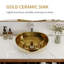 Meuble-lavabo flottant 36 po avec lavabo en céramique doré et tiroirs, brun foncé 36 po