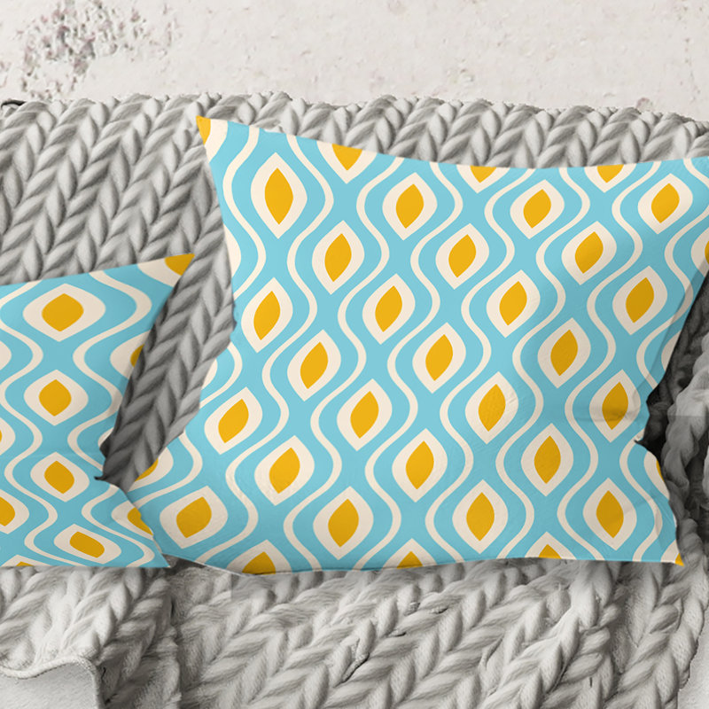 Coussin décoratif rétro avec motif rétro I - Mid-Century, 18 po x 18 po