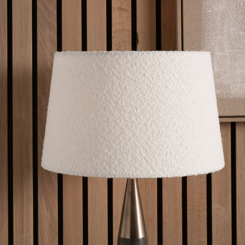 Round Boucle Lamp Shade (Uno) , White, 26cm H x 40cm W x 40cm D