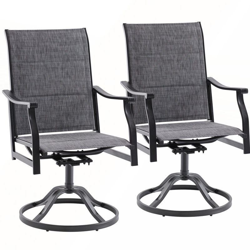 Set of 2 Swivel Outdoor Patio Chair with Padded PVC-coated polyester Fabric for Backyard, Balcony, and Garden
