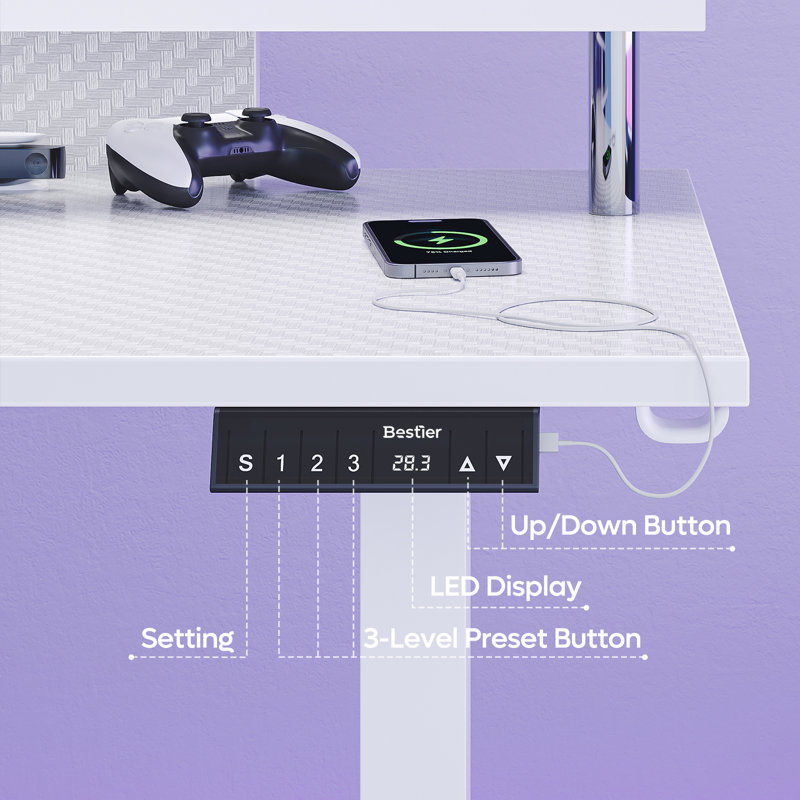 Nedyo 62.99'' L Shaped Standing Desk Adjustable Height Large Gaming Desk with Monitor Stand