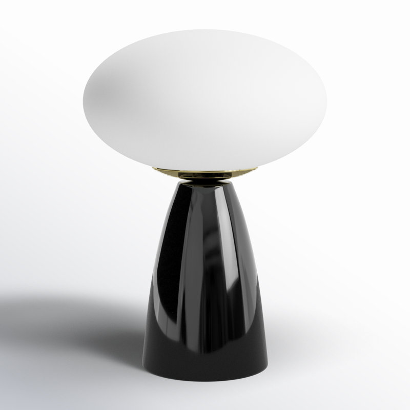 Black Ceramic Table Lamp with White Glass Shade