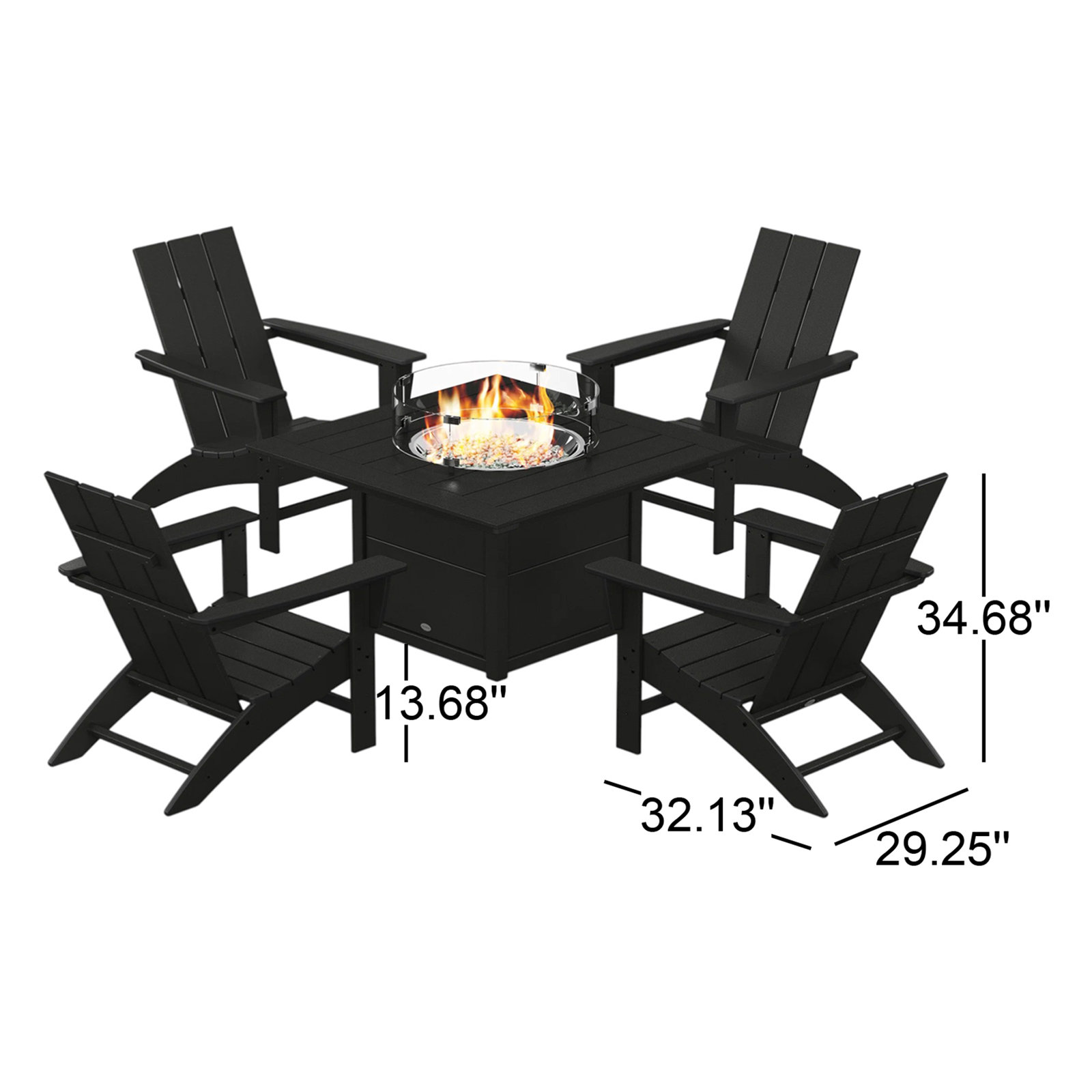 POLYWOOD® Modern Adirondack 4-Person Patio Seating Group, Black