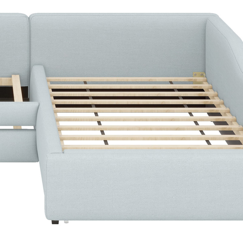 Upholstered Double Daybed With Trundle And Drawer