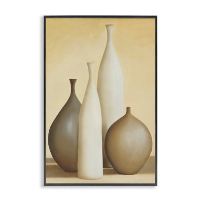 Neutral Pottery Bottles  Framed Giclee Art by Arlene Stevens bk-043