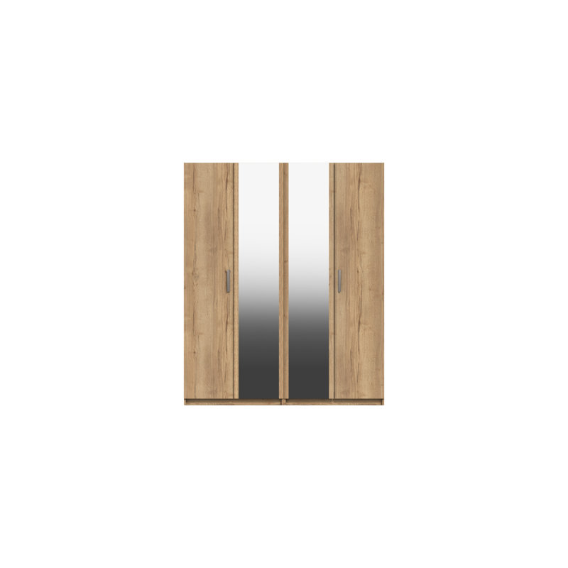 Harvey-Lee 4 Door Manufactured Wood Wardrobe, Natural Rustic Oak