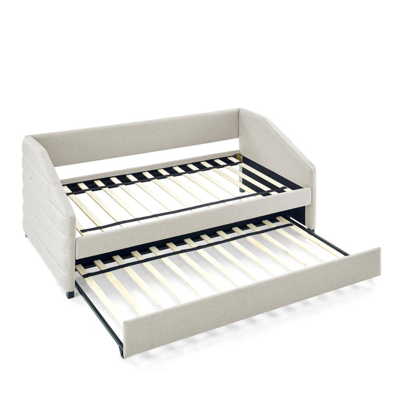 Simple - Taille lin - Lit de jour rembourré capitonné avec lit gigogne - Élégant et compact - Économisez de l'espace
