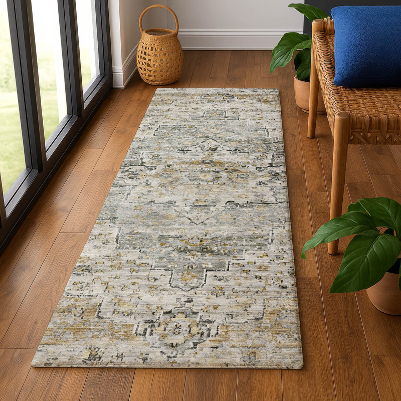 Premium Machine Washable Ashington AMF1832 Global Rug, Runner 2'3" x 7'6"
