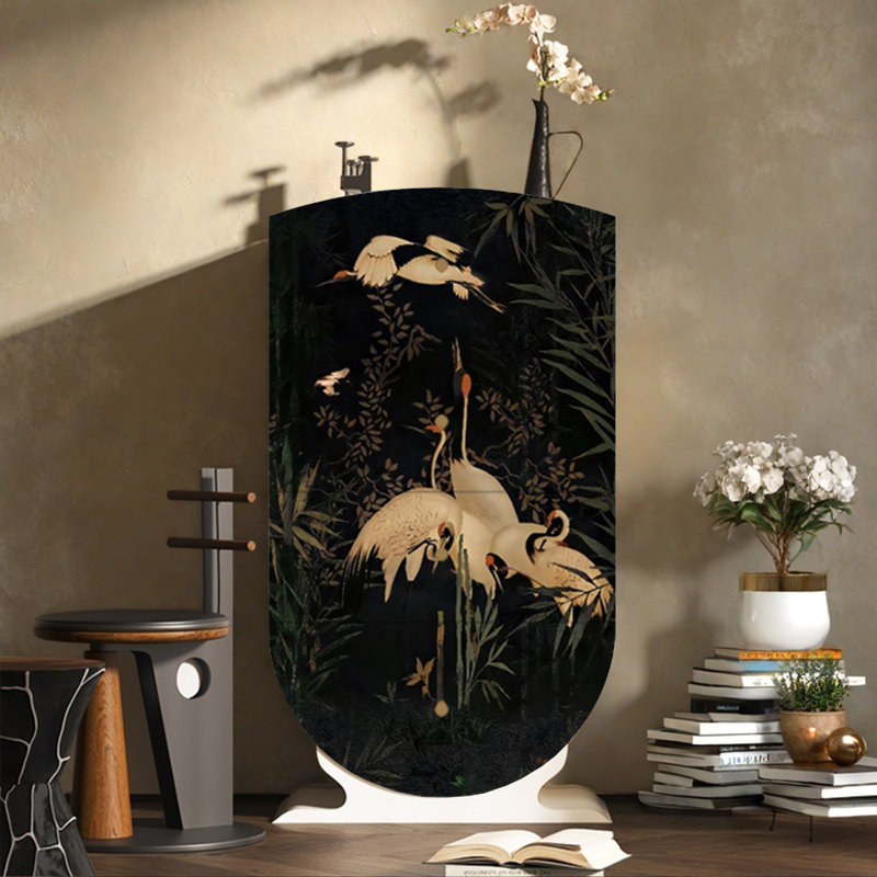 Commode d'appoint de rangement moderne à 4 tiroirs, Blanc/Noir
