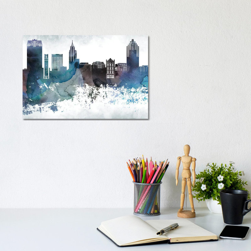 Raleigh Bluish Skyline - Wrapped Canvas Print, 20.32 cm H x 30.48 cm W