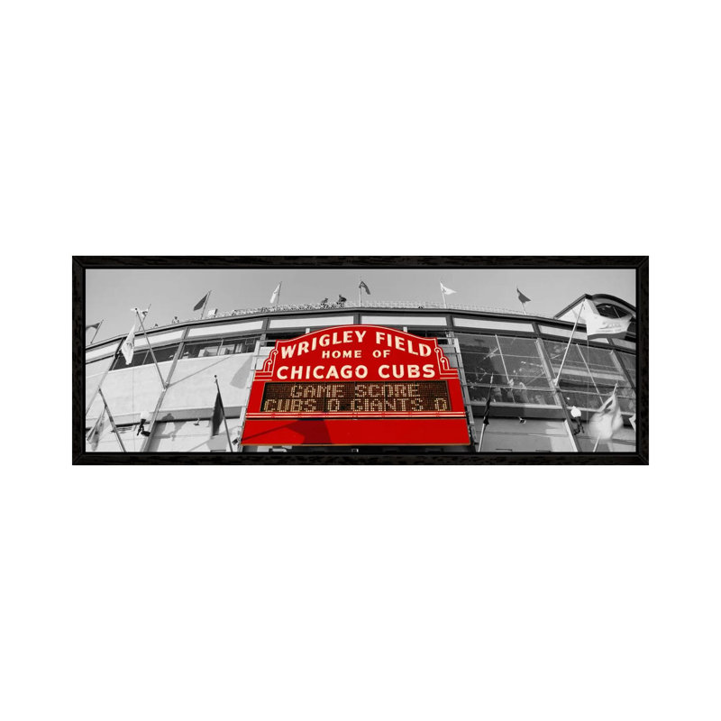 USA, Illinois, Chicago, Cubs, Baseball Colour Pop by Panoramic Images - Panoramic Print on Canvas, Black Framed
