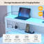 Lit superposé (1 place et 1 place) avec escalier de rangement, 8 tiroirs, tête de lit avec station de recharge, blanc-1099578336