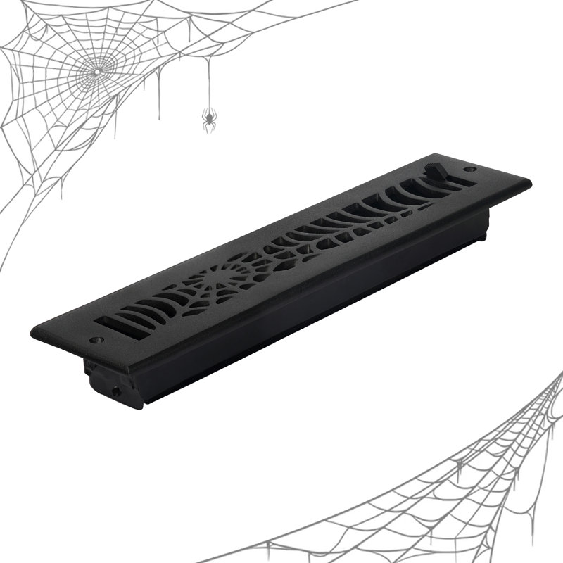 Évent Spooky Gothic 2 po x 14 po (taille totale de la façade 3 1/2 po x 15 3/4 po), Mur avec trou de vis, Noir thermolaqué