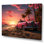 Rose Cadillac sur la plage au coucher du soleil I - voiture, art mural américain ancien
