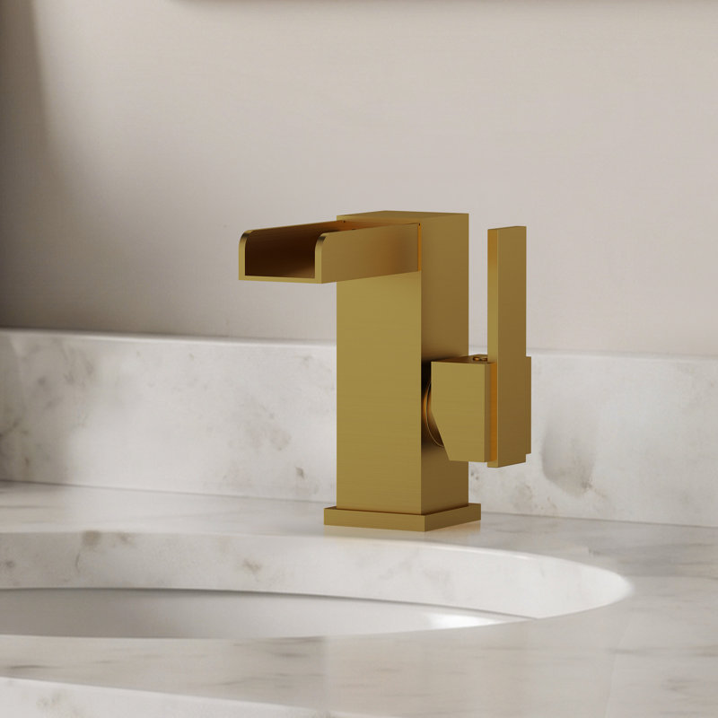 Bathroom Faucet,Single Handle Bathroom Sink Faucet with Drain Assembly, Brushed Gold