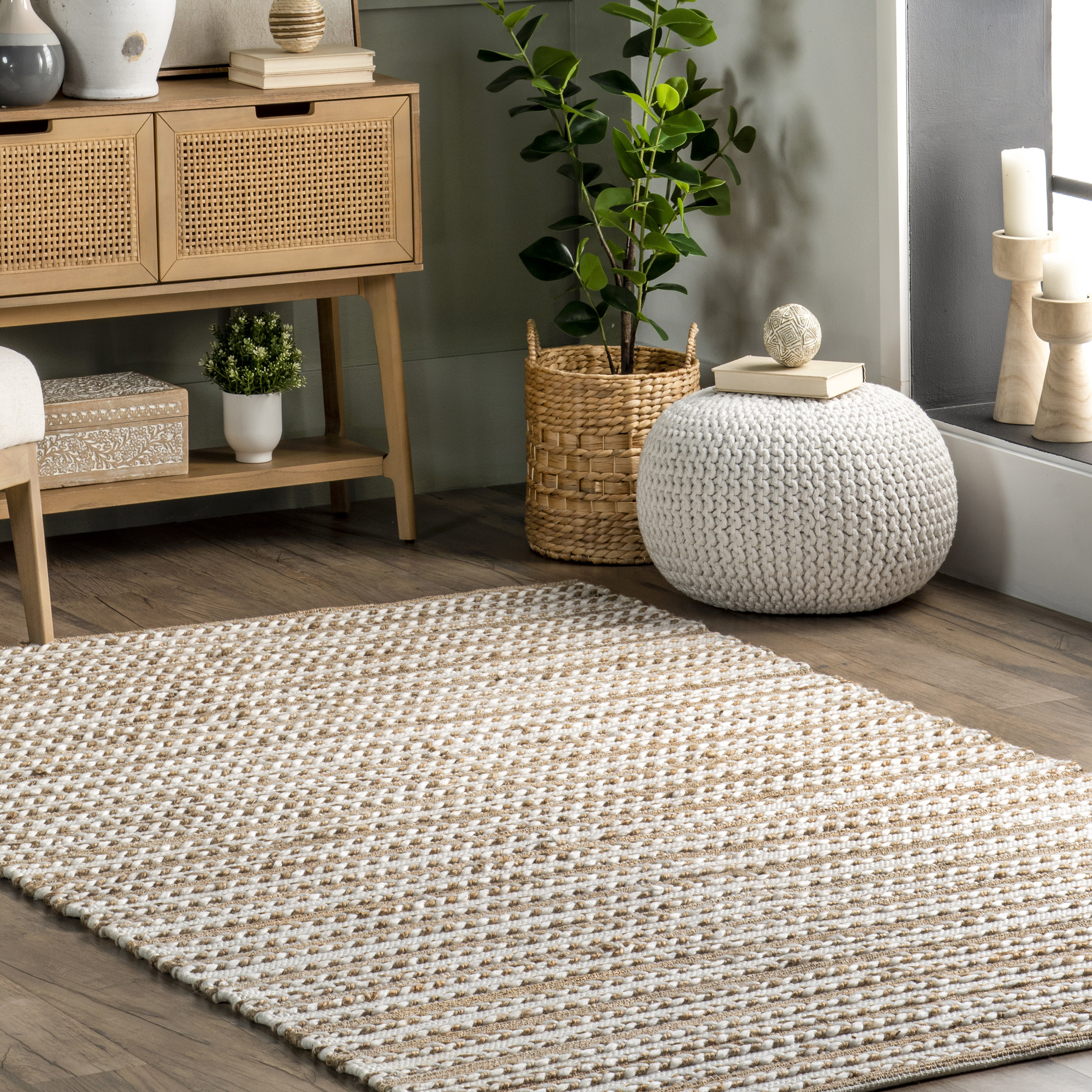 Jute Entrance Rug - Charcoal/Natural Stripe