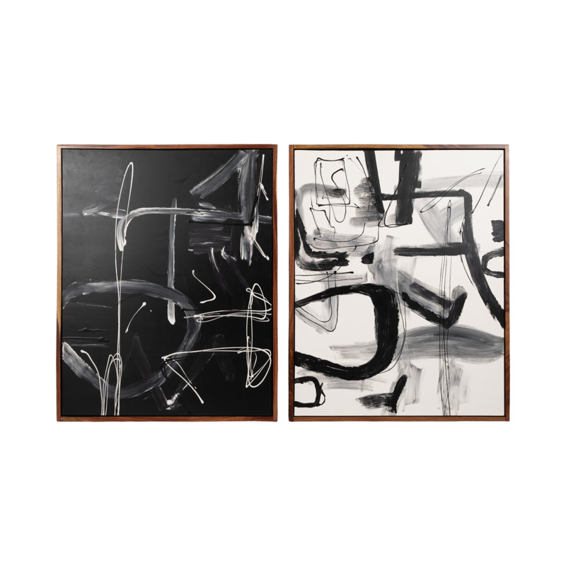Set Of 2 95X59 Hand Painted Contemporary Art
