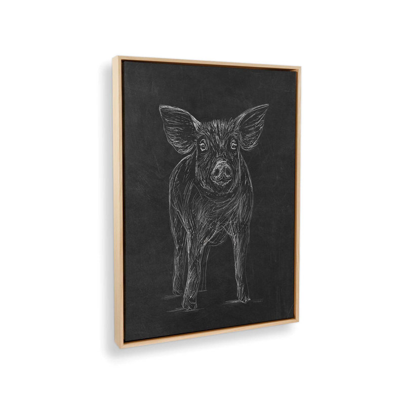 «Farm to Walls Pig» par Kamdon Kreations, reproduction d'art, L 12 po x H 16 po, Tanné, Toile avec cadre