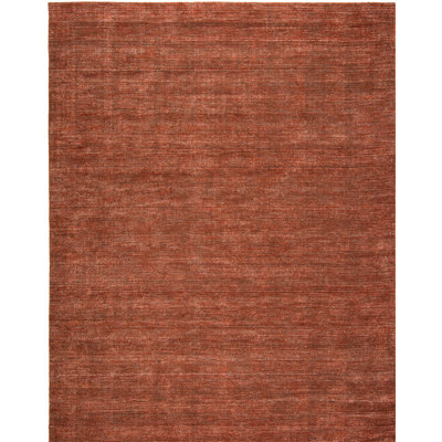 Chelsie Wool Area Rug in Rusty Rose
