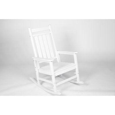 Ensemble de chaises berçantes toutes saisons avec table d'appoint, ensemble de chaises berçantes 3 pièces à texture de bois (comprend 2 chaises berçantes et 1 table)