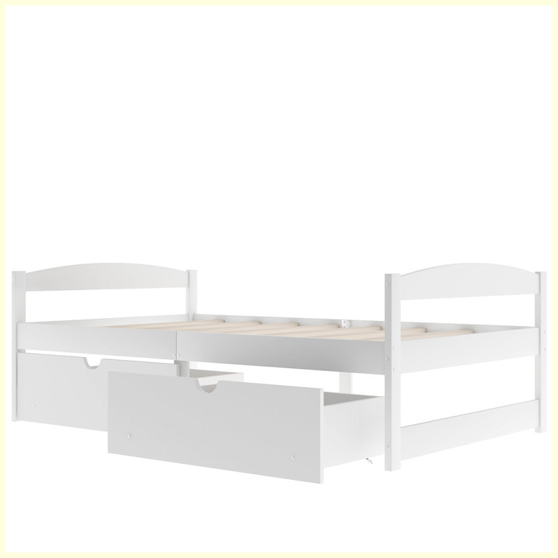 Charlie bed frame, platform bed, storage bed, White