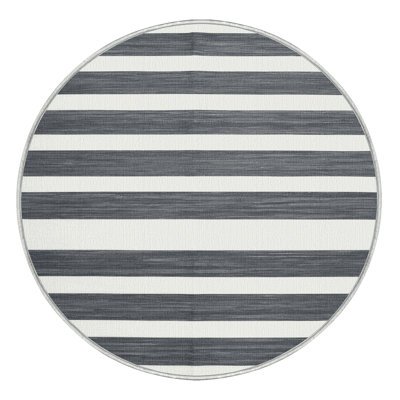 Tapis blanc à rayures horizontales lavable à la machine