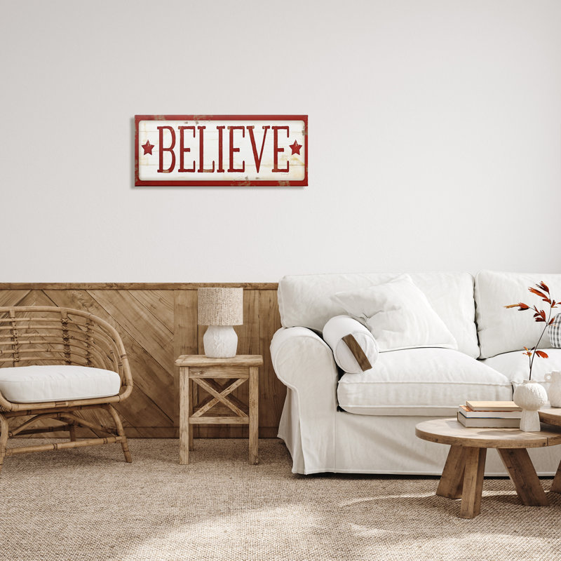 «Believe Sign», art textuel, 13" H x 30" W