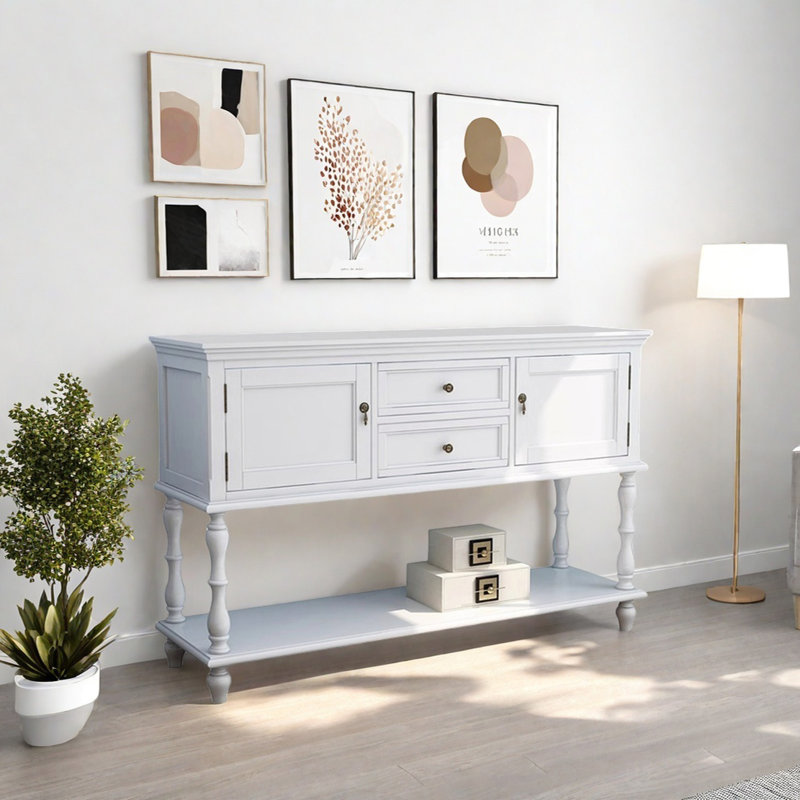 Console Retro, H 35,43 po x l 55,12 po x P 15,75 po, Blanc
