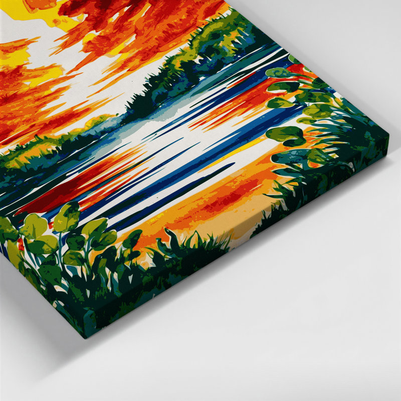 "Watercolor Landscape" 82, art mural sur toile brune