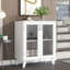 Rangement pour armoire de salle de bain moderne avec 2 portes en verre et tablette réglable blanc