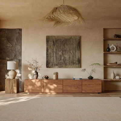 Modern 94.5 Inch TV Stand With 4 Storage Cabinets