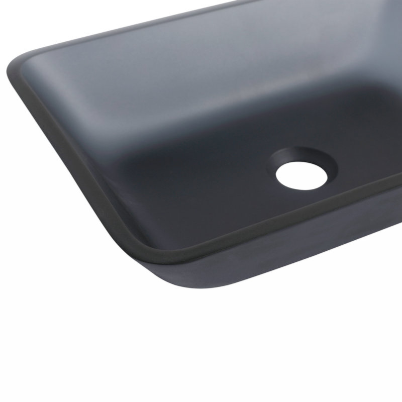 Wenty 13'' Glass Rectangular Bathroom Sink, Matt Gray