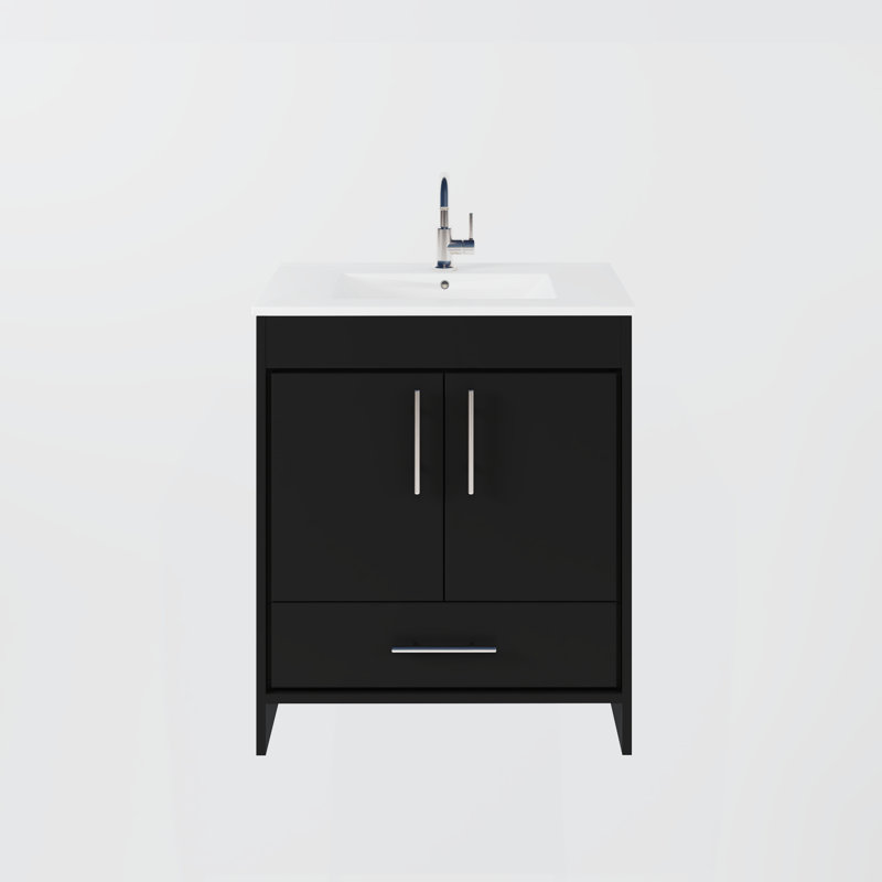 Ensemble de meuble-lavabo simple 30 po Sallisaw, Noir