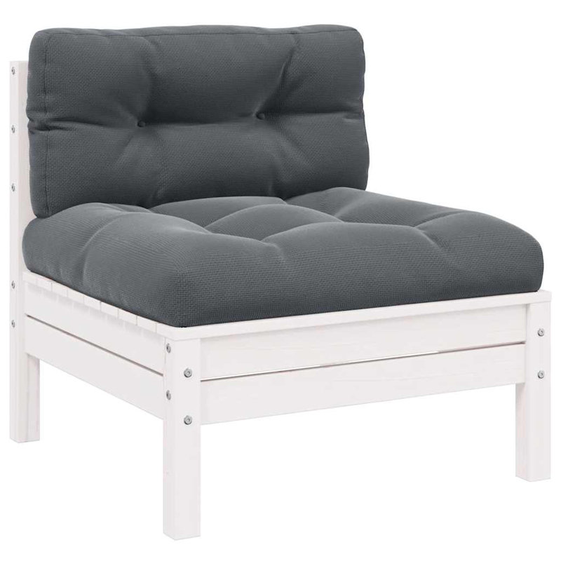 Canapé d'extérieur de 25 po de largeur avec coussins Damesha, Gris, Blanc