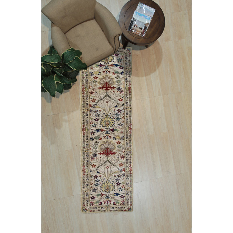 Tapis ivoire en laine touffeté à la main Morris, Tapis de couloir 2 pi 6 po x 10 pi