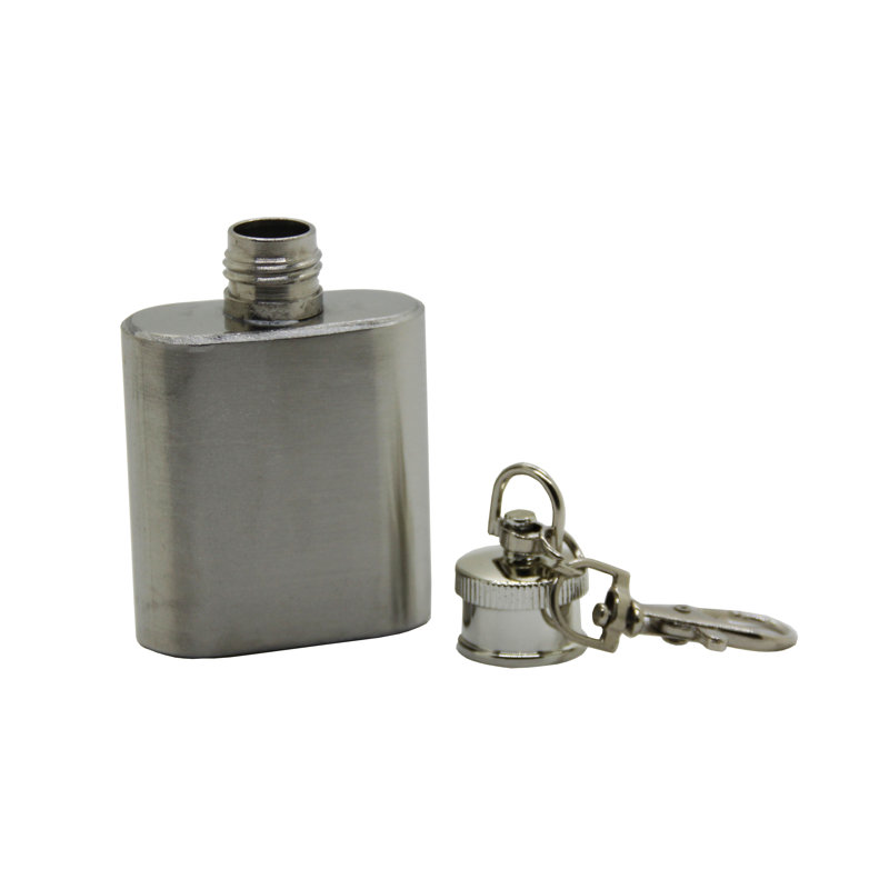 Mini bouteille portative à alcool en acier inoxydable avec porte-clés 1 oz