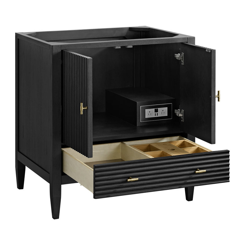 Myrrin 30" W Single Vanity, Carbon Oak, Phantome Eclos, 8" Widespread