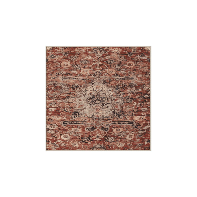 Machine Washable Brown Area Rug, Square 8'