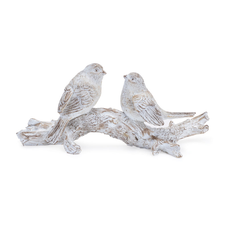 Figurine L 9,5 po oiseaux blancs délavés
