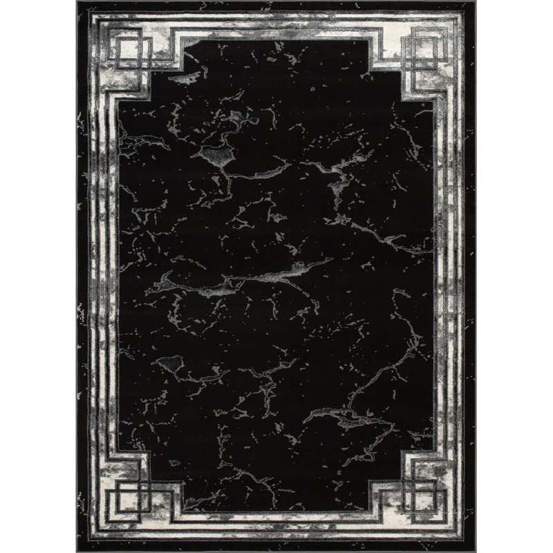 Monaco Series Abrstract Black/Gray/Ivory/Beige Area Rug, Rectangle 7'9" x 10'2"