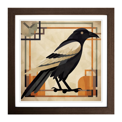 Crow Art Deco No.1 - Single Picture Frame Print on Wood