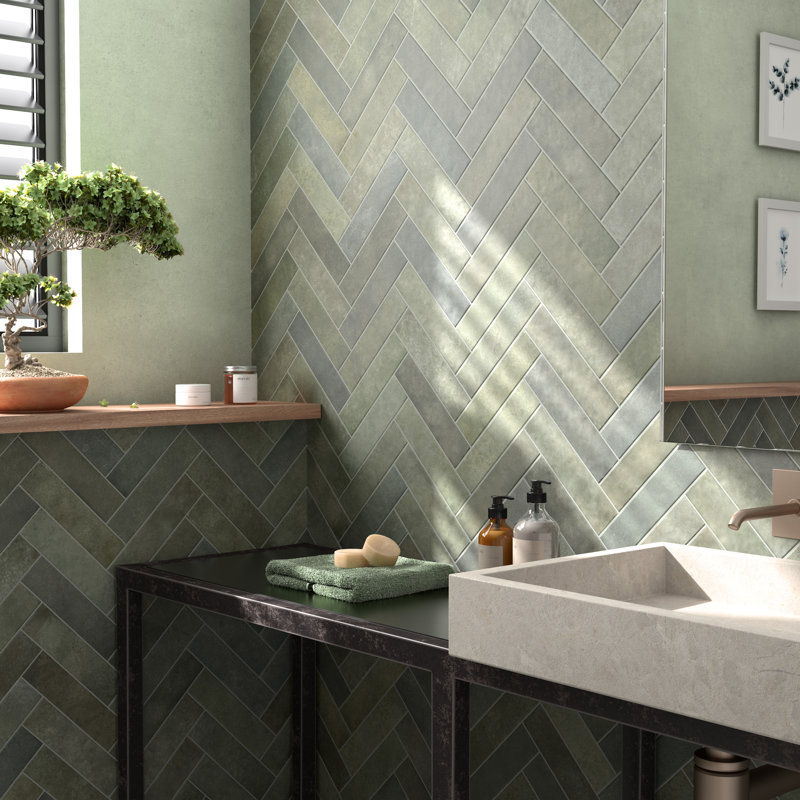 Heritage 2" x 10" Porcelain Stone Look Wall & Floor Tile, Jungle