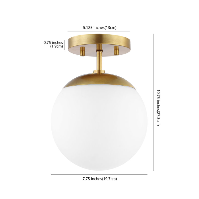 Statler Glass Semi Flush Mount, Brass Gold
