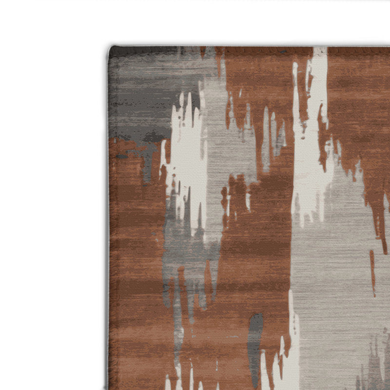 Watercolor Brown Indoor and Outdoor Area Rug, Rectangle 4' x 6'