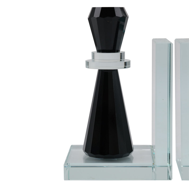 Sagebrook Home 7" Raina Crystal Chess Piece Bookends, 2-Pieces