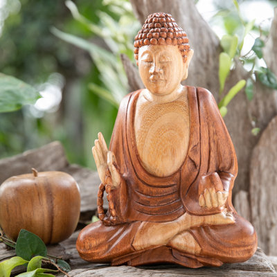  Sculpture en bois faite à la main Peace of Buddha