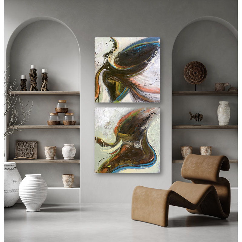 Mid-Century Set By John Beard Print, 20" W x 20" H x 3" D, White Floater Framed