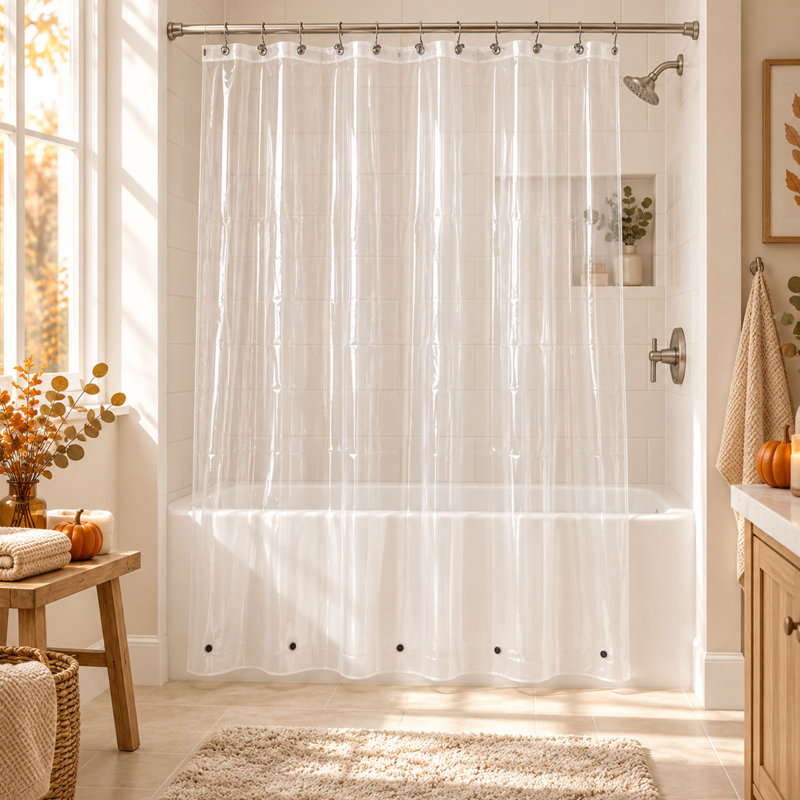 Doublure de rideau de douche 72 pouces en PEVA transparent avec aimants et œillets antirouille